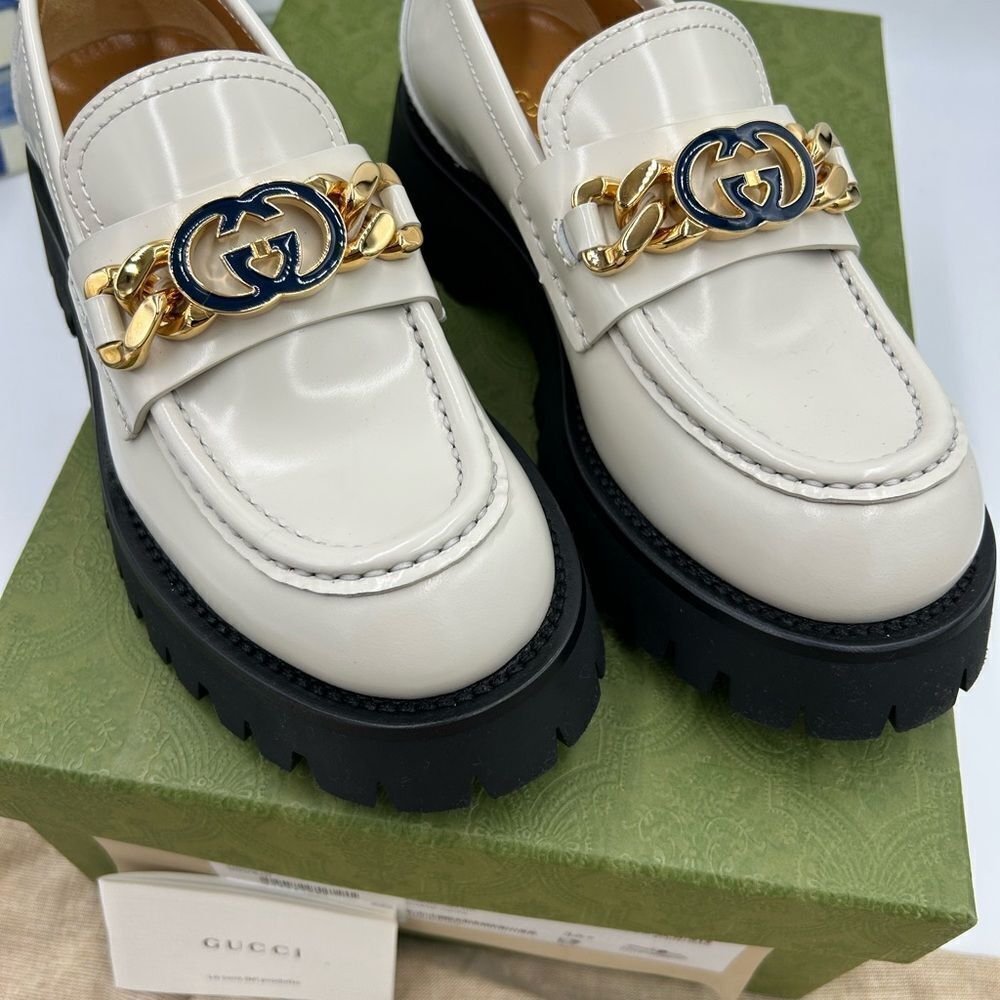 Women’s Gucci, patent leather interlocking GG loafers size 36.5 made in Italy - Picture 3 of 11